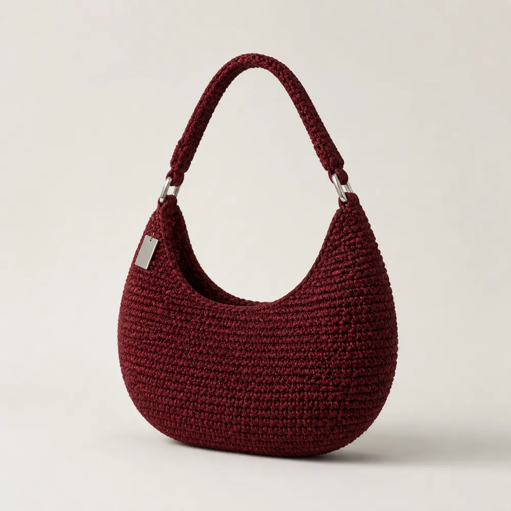 Oxblood crochet Arc Bag