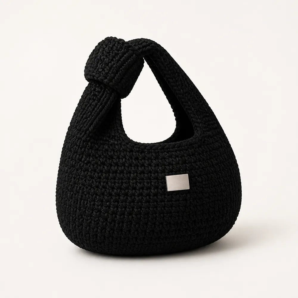 Black crochet Knot Bag