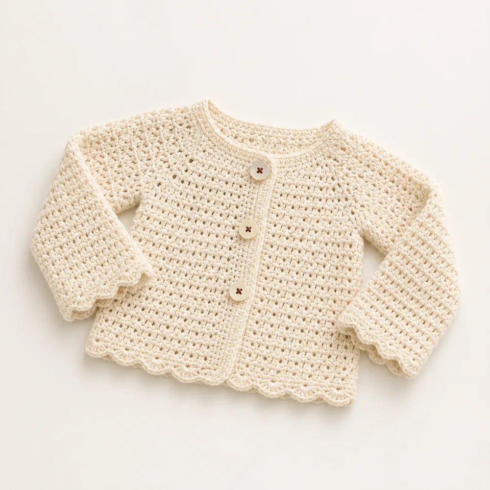 Ivory crochet newborn cardigan
