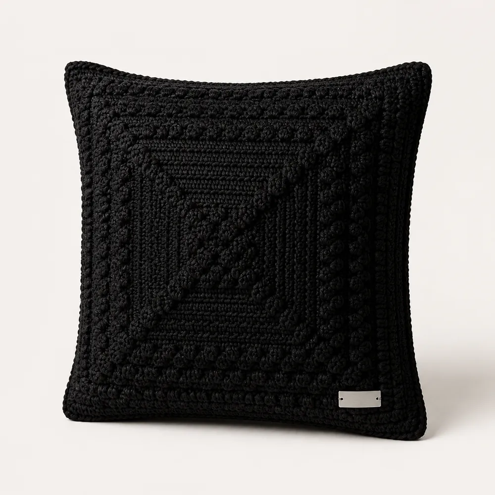 Black crochet Relief Cushion